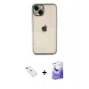 MARSİLYAN™- iPhone 14 Kılıf Vadi Minimal - Siyah Bilvis 5in1 5D Magic Hayalet Cam Ekran Koruyucu + Diamond Kamera Lens - YL
