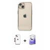 MARSİLYAN™- iPhone 14 Kılıf Vadi Minimal - Siyah Bilvis 5in1 5D Magic Hayalet Cam Ekran Koruyucu + Kırmızı Shine Kamera Lens