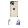 MARSİLYAN™- iPhone 14 Kılıf Vadi Minimal - Siyah Bilvis 5in1 5D Magic Hayalet Cam Ekran Koruyucu + Shine Kamera Lens - MI