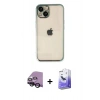 MARSİLYAN™- iPhone 14 Kılıf Vadi Minimal - Siyah Bilvis 5in1 5D Magic Hayalet Cam Ekran Koruyucu + Raze Metal Kamera Lens - SH