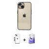 MARSİLYAN™- iPhone 14 Kılıf Vadi Minimal - Siyah Bilvis 5in1 5D Magic Hayalet Cam Ekran Koruyucu + Shine Kamera Lens - YL