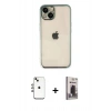 MARSİLYAN™- iPhone 14 Kılıf Vadi Minimal - Siyah Bilvis Hayalet Cam Ekran Koruyucu + Shine Kamera Lens - GI
