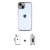 MARSİLYAN™- iPhone 14 Kılıf Vadi Minimal - Siyah Bilvis Hayalet Cam Ekran Koruyucu + Shine Kamera Lens - MI