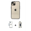 MARSİLYAN™- iPhone 14 Kılıf Vadi Minimal - Siyah Bilvis Hayalet Cam Ekran Koruyucu + Shine Kamera Lens - MI