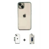 MARSİLYAN™- iPhone 14 Kılıf Vadi Minimal - Siyah Bilvis Hayalet Cam Ekran Koruyucu + Shine Kamera Lens - YL