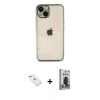 MARSİLYAN™- iPhone 14 Kılıf Vadi Minimal - Siyah Bilvis Hayalet Cam Ekran Koruyucu + Diamond Kamera Lens - SABE