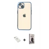 MARSİLYAN™- iPhone 14 Kılıf Vadi Minimal - Siyah Bilvis Hayalet Cam Ekran Koruyucu + Diamond Kamera Lens - SABE