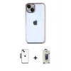 MARSİLYAN™- iPhone 14 Kılıf Vadi Minimal - Siyah Bilvis Hayalet Cam Ekran Koruyucu + Shine Kamera Lens - SH
