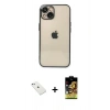 MARSİLYAN™- iPhone 14 Kılıf Vadi Minimal - Siyah Buffer Cam Ekran Koruyucu + Diamond Kamera Lens - SABE