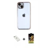 MARSİLYAN™- iPhone 14 Kılıf Vadi Minimal - Siyah Buffer Cam Ekran Koruyucu + Diamond Kamera Lens - YL