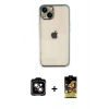 MARSİLYAN™- iPhone 14 Kılıf Vadi Minimal - Siyah Buffer Cam Ekran Koruyucu + PVD Metal Kamera Lens - TU