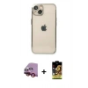 MARSİLYAN™- iPhone 14 Kılıf Vadi Minimal - Siyah Buffer Cam Ekran Koruyucu + Raze Metal Kamera Lens - KI