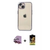 MARSİLYAN™- iPhone 14 Kılıf Vadi Minimal - Siyah Buffer Cam Ekran Koruyucu + Raze Metal Kamera Lens - KI