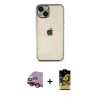 MARSİLYAN™- iPhone 14 Kılıf Vadi Minimal - Siyah Buffer Cam Ekran Koruyucu + Raze Metal Kamera Lens - KI