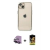 MARSİLYAN™- iPhone 14 Kılıf Vadi Minimal - Siyah Buffer Cam Ekran Koruyucu + Raze Metal Kamera Lens - SH
