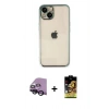 MARSİLYAN™- iPhone 14 Kılıf Vadi Minimal - Siyah Buffer Cam Ekran Koruyucu + Raze Metal Kamera Lens - SH