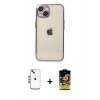 MARSİLYAN™- iPhone 14 Kılıf Vadi Minimal - Siyah Buffer Cam Ekran Koruyucu + Shine Kamera Lens - MI