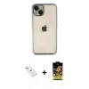 MARSİLYAN™- iPhone 14 Kılıf Vadi Minimal - Siyah Buffer Cam Ekran Koruyucu + Sierra Blue Diamond Kamera Lens