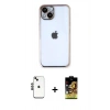 MARSİLYAN™- iPhone 14 Kılıf Vadi Minimal - Siyah Buffer Cam Ekran Koruyucu + Shine Kamera Lens - SH