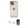 MARSİLYAN™- iPhone 14 Kılıf Vadi Minimal - Siyah Buffer Hayalet Cam Ekran Koruyucu + Diamond Kamera Lens - PE