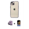 MARSİLYAN™- iPhone 14 Kılıf Vadi Minimal - Siyah Buffer Hayalet Cam Ekran Koruyucu + Raze Metal Kamera Lens - GS