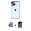 MARSİLYAN™- iPhone 14 Kılıf Vadi Minimal - Siyah Buffer Hayalet Cam Ekran Koruyucu + Raze Metal Kamera Lens - GS