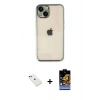 MARSİLYAN™- iPhone 14 Kılıf Vadi Minimal - Siyah Buffer Hayalet Cam Ekran Koruyucu + Kırmızı Diamond Kamera Lens