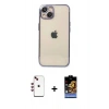 MARSİLYAN™- iPhone 14 Kılıf Vadi Minimal - Siyah Buffer Hayalet Cam Ekran Koruyucu + Shine Kamera Lens - KI