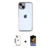 MARSİLYAN™- iPhone 14 Kılıf Vadi Minimal - Siyah Buffer Hayalet Cam Ekran Koruyucu + Shine Kamera Lens - KI