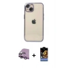 MARSİLYAN™- iPhone 14 Kılıf Vadi Minimal - Siyah Buffer Hayalet Cam Ekran Koruyucu + Raze Metal Kamera Lens - MR