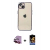 MARSİLYAN™- iPhone 14 Kılıf Vadi Minimal - Siyah Buffer Hayalet Cam Ekran Koruyucu + Raze Metal Kamera Lens - KI