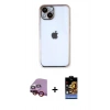 MARSİLYAN™- iPhone 14 Kılıf Vadi Minimal - Siyah Buffer Hayalet Cam Ekran Koruyucu + Raze Metal Kamera Lens - KI