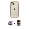 MARSİLYAN™- iPhone 14 Kılıf Vadi Minimal - Siyah Buffer Hayalet Cam Ekran Koruyucu + Raze Metal Kamera Lens - KI