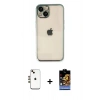 MARSİLYAN™- iPhone 14 Kılıf Vadi Minimal - Siyah Buffer Hayalet Cam Ekran Koruyucu + Shine Kamera Lens - GD