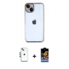 MARSİLYAN™- iPhone 14 Kılıf Vadi Minimal - Siyah Buffer Hayalet Cam Ekran Koruyucu + Shine Kamera Lens - MI