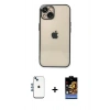 MARSİLYAN™- iPhone 14 Kılıf Vadi Minimal - Siyah Buffer Hayalet Cam Ekran Koruyucu + Shine Kamera Lens - MI