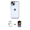 MARSİLYAN™- iPhone 14 Kılıf Vadi Minimal - Siyah Buffer Hayalet Cam Ekran Koruyucu + Shine Kamera Lens - YL