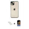 MARSİLYAN™- iPhone 14 Kılıf Vadi Minimal - Siyah Buffer Hayalet Cam Ekran Koruyucu + Diamond Kamera Lens - SABE
