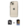MARSİLYAN™- iPhone 14 Kılıf Vadi Minimal - Siyah Buffer Hayalet Cam Ekran Koruyucu + PVD Metal Kamera Lens - TU