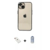 MARSİLYAN™- iPhone 14 Kılıf Vadi Minimal - Siyah Joko Magic 5D Cam + Diamond Kamera Lens - KI