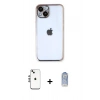 MARSİLYAN™- iPhone 14 Kılıf Vadi Minimal - Siyah Joko Magic 5D Cam + Gümüş Shine Kamera Lens