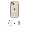MARSİLYAN™- iPhone 14 Kılıf Vadi Minimal - Siyah Joko Magic 5D Cam + Gümüş Shine Kamera Lens