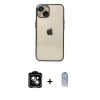MARSİLYAN™- iPhone 14 Kılıf Vadi Minimal - Siyah Joko Magic 5D Cam + PVD Metal Kamera Lens - MI