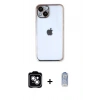 MARSİLYAN™- iPhone 14 Kılıf Vadi Minimal - Siyah Joko Magic 5D Cam + PVD Metal Kamera Lens - GS