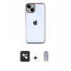 MARSİLYAN™- iPhone 14 Kılıf Vadi Minimal - Siyah Joko Magic 5D Cam + PVD Metal Kamera Lens - PE