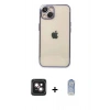 MARSİLYAN™- iPhone 14 Kılıf Vadi Minimal - Siyah Joko Magic 5D Cam + PVD Metal Kamera Lens - PE