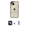 MARSİLYAN™- iPhone 14 Kılıf Vadi Minimal - Siyah Joko Magic 5D Cam + PVD Metal Kamera Lens - PE