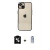 MARSİLYAN™- iPhone 14 Kılıf Vadi Minimal - Siyah Joko Magic 5D Cam + PVD Metal Kamera Lens - TU