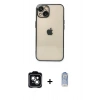 MARSİLYAN™- iPhone 14 Kılıf Vadi Minimal - Siyah Joko Magic 5D Cam + PVD Metal Kamera Lens - YL