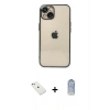 MARSİLYAN™- iPhone 14 Kılıf Vadi Minimal - Siyah Joko Magic 5D Cam + Diamond Kamera Lens - SABE